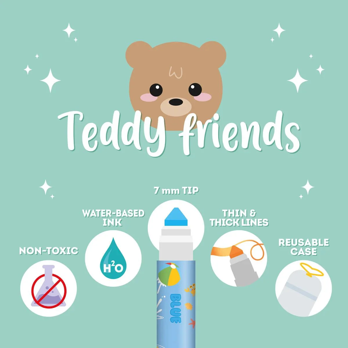 Wasbare stiften Teddy Friends Teddy Bear - set van 12 - Image 5