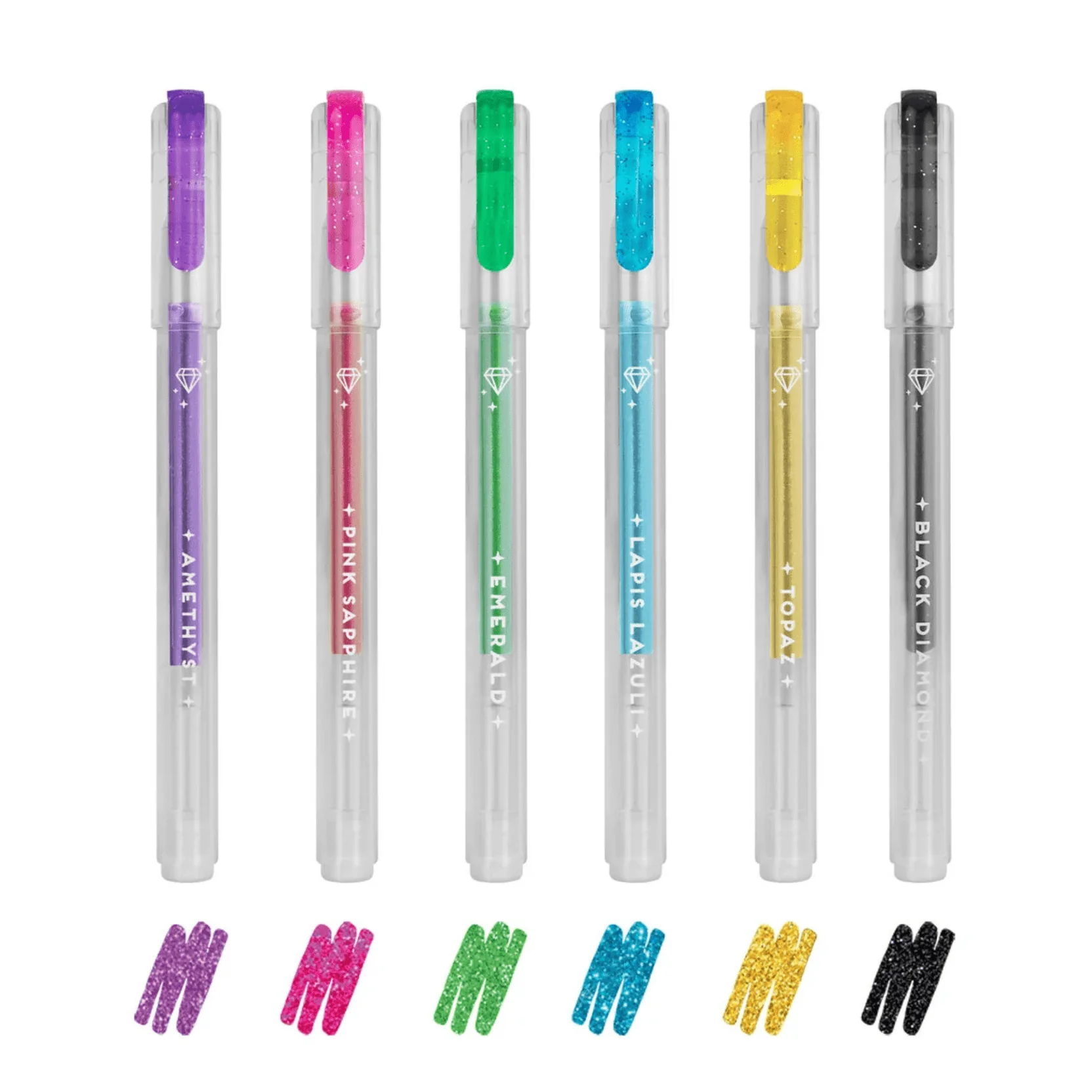 Set Of 6 Glitter Gel Pens - Shine Like A Diamond Multicolor