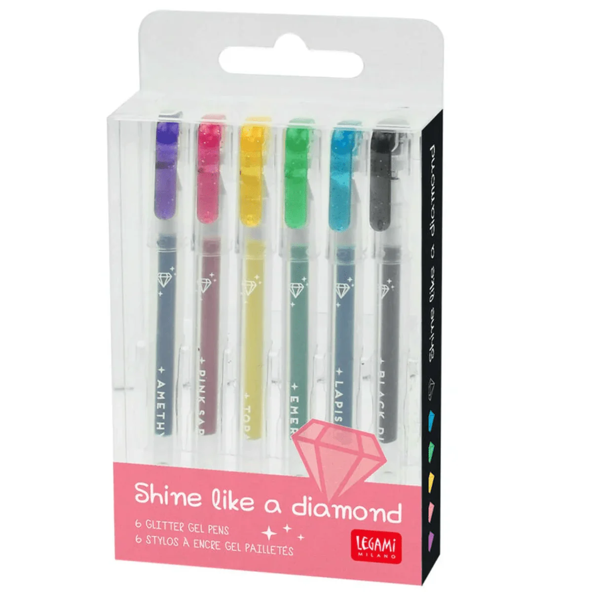 Set Of 6 Glitter Gel Pens - Shine Like A Diamond Multicolor - Image 2