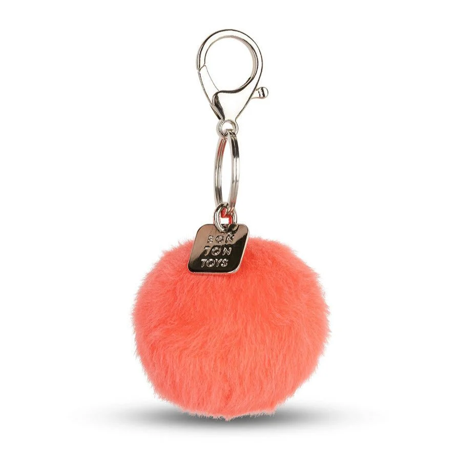 Sleutelhanger Smiley Keychain ECO Fuzzy Bright Coral - 5,5 cm - Image 3
