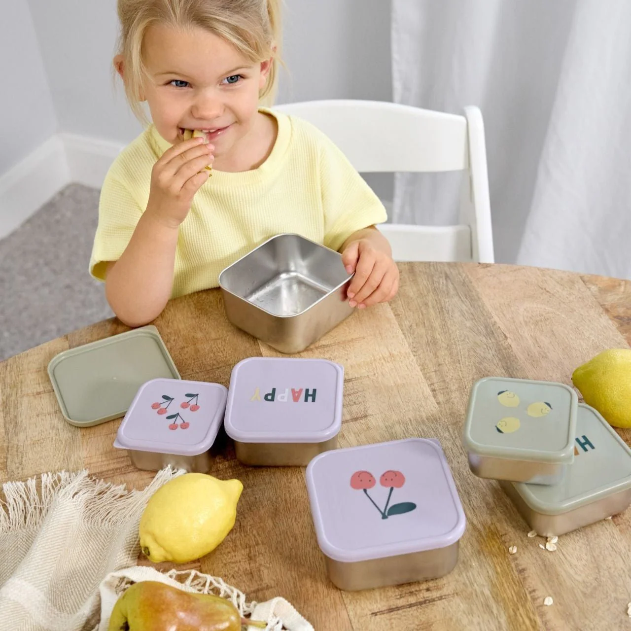 Stalen Snackdozen Happy Fruits Cherry - set van 3 - Image 4