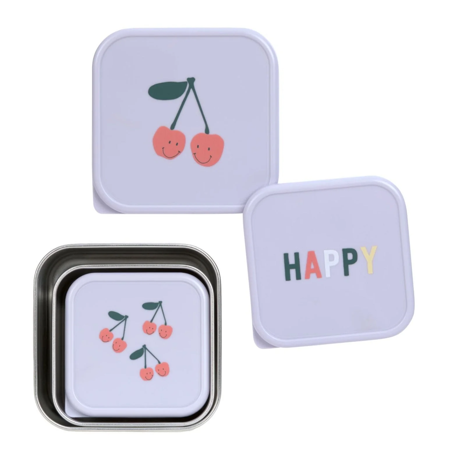 Stalen Snackdozen Happy Fruits Cherry - set van 3 - Image 5