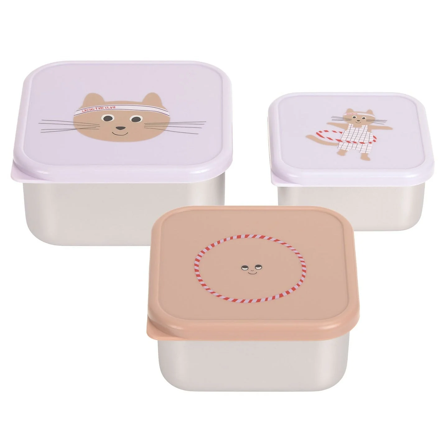 Stalen snackdozen Tiny Team Cat - set van 3