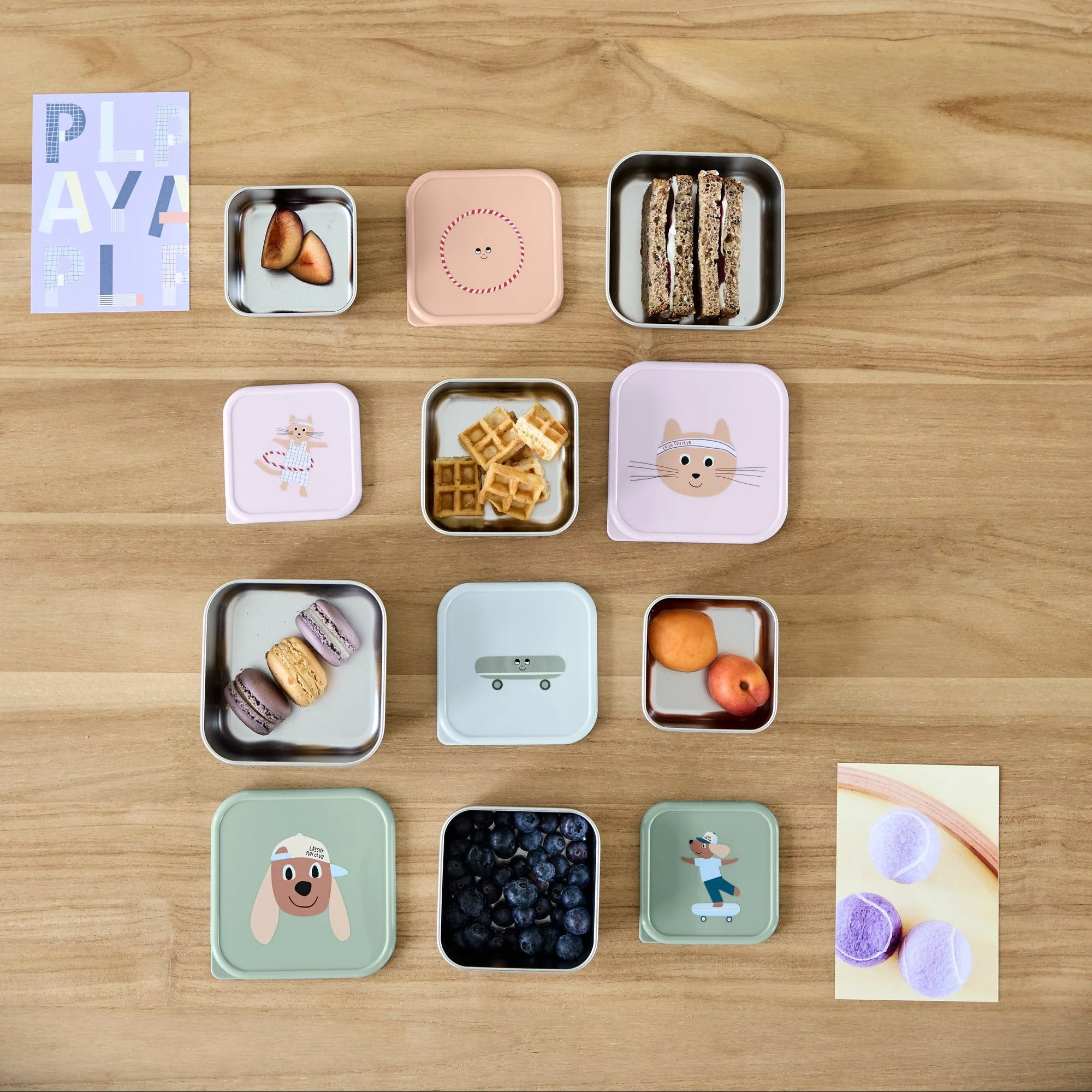Stalen snackdozen Tiny Team Cat - set van 3 - Image 2