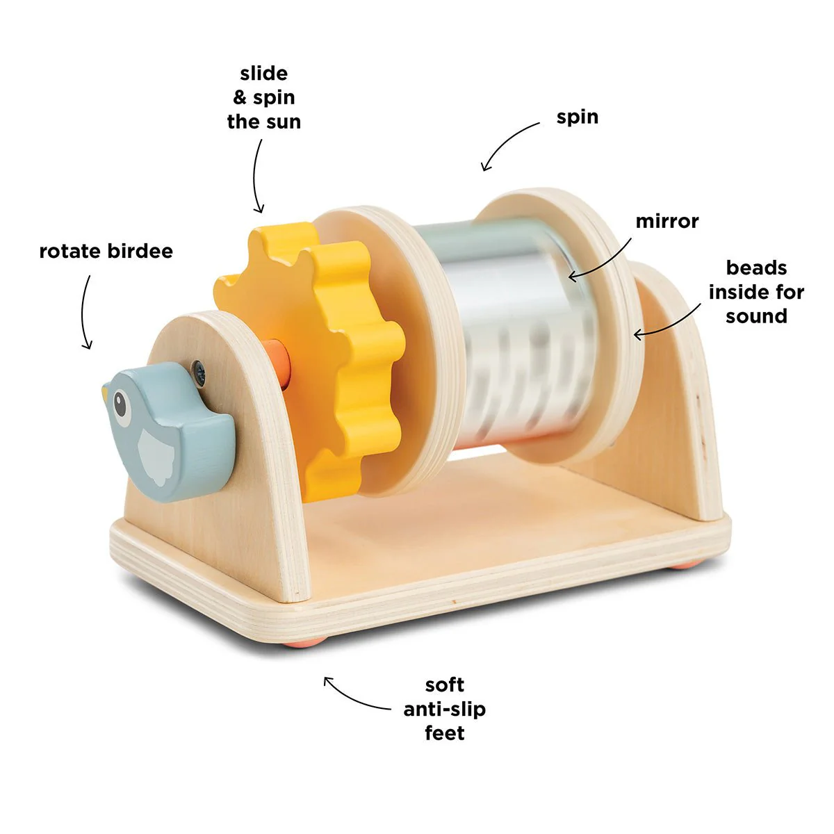 Houten spinner activiteitenspeeltje - Birdee Colour mix - Image 3