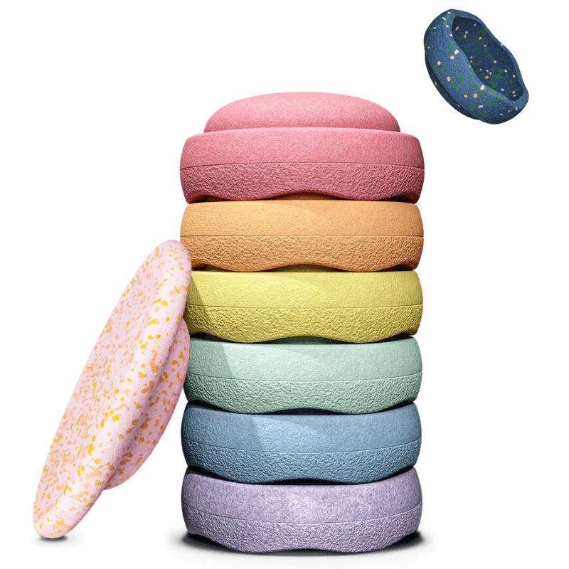Stapelstein Spring Special Rainbow Set Pastel - set van 6 + 1 balansbord + 1 GRATIS mini