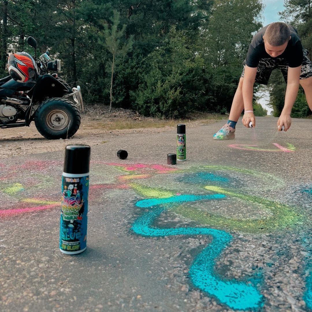 Spuitbus met stoepkrijt Neo Chalk Spray – 150 ml - Blauw - Image 3