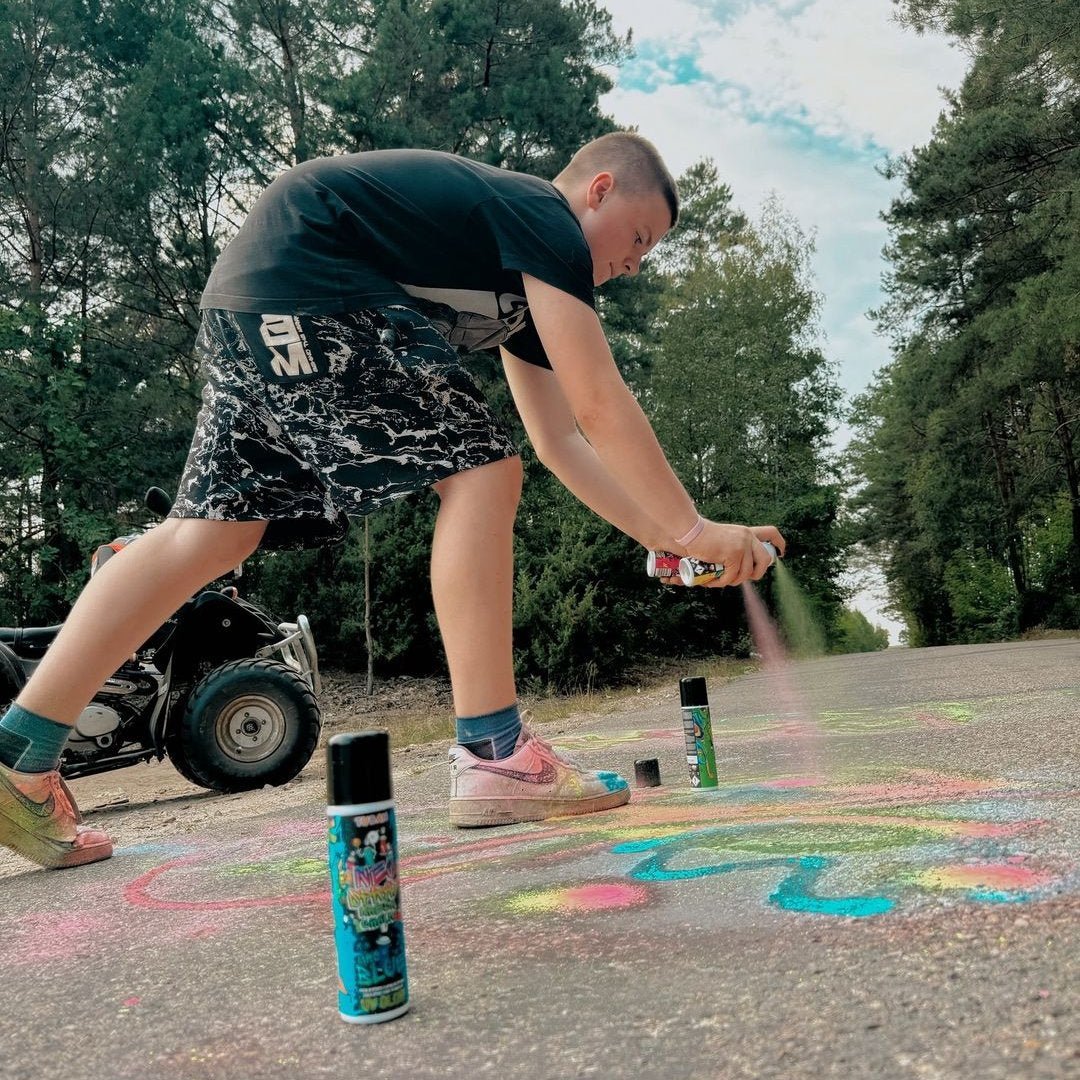 Spuitbus met stoepkrijt Neo Chalk Spray – 150 ml - Blauw - Image 4