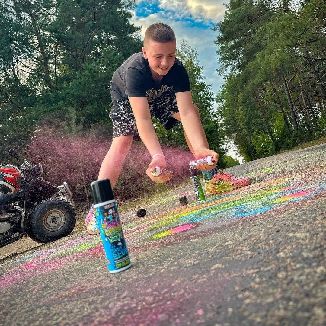 Spuitbus met stoepkrijt Neo Chalk Spray – 150 ml - Blauw - Image 5