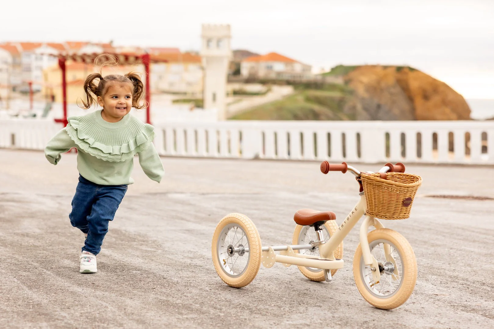 Stalen Driewieler Trybike 2-in-1 Steel Bike Vintage Matt Cream - Image 8