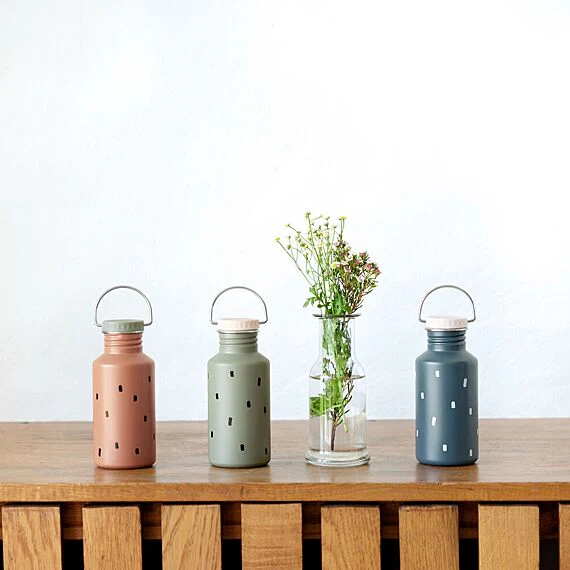 Stalen Drinkfles | Happy Prints Light Olive - Image 3