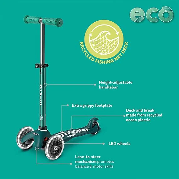 Step met 3 wielen Maxi Micro Deluxe Eco LED Mint - 5-12 jaar - Image 3