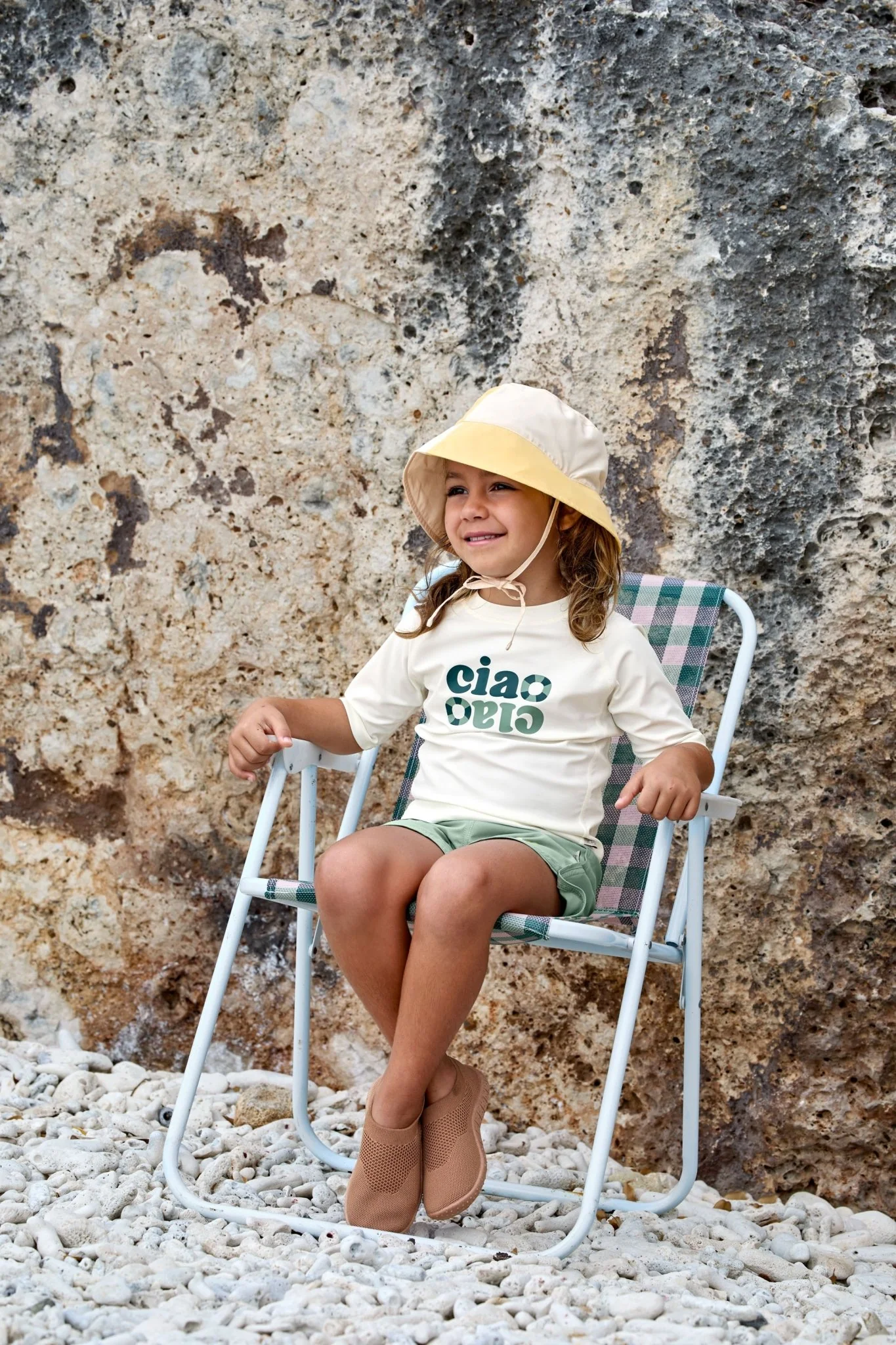 Zomerhoedje Sun Protection Fishing Hat Checkerboard pale yellow/sea salt - Image 4