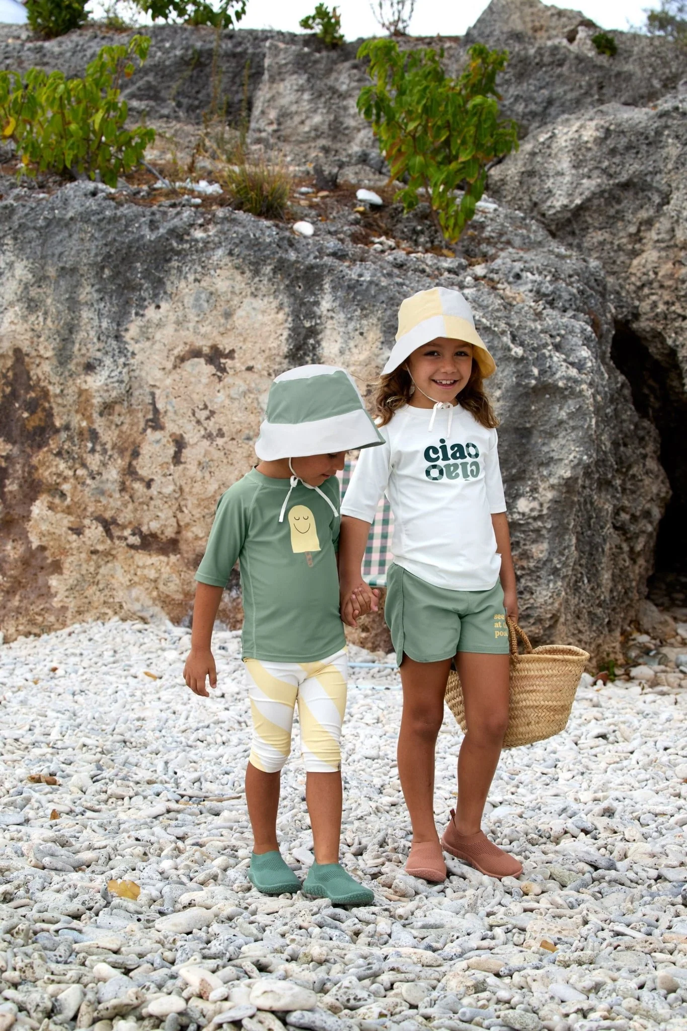 Zomerhoedje Sun Protection Fishing Hat Checkerboard pale yellow/sea salt - Image 7