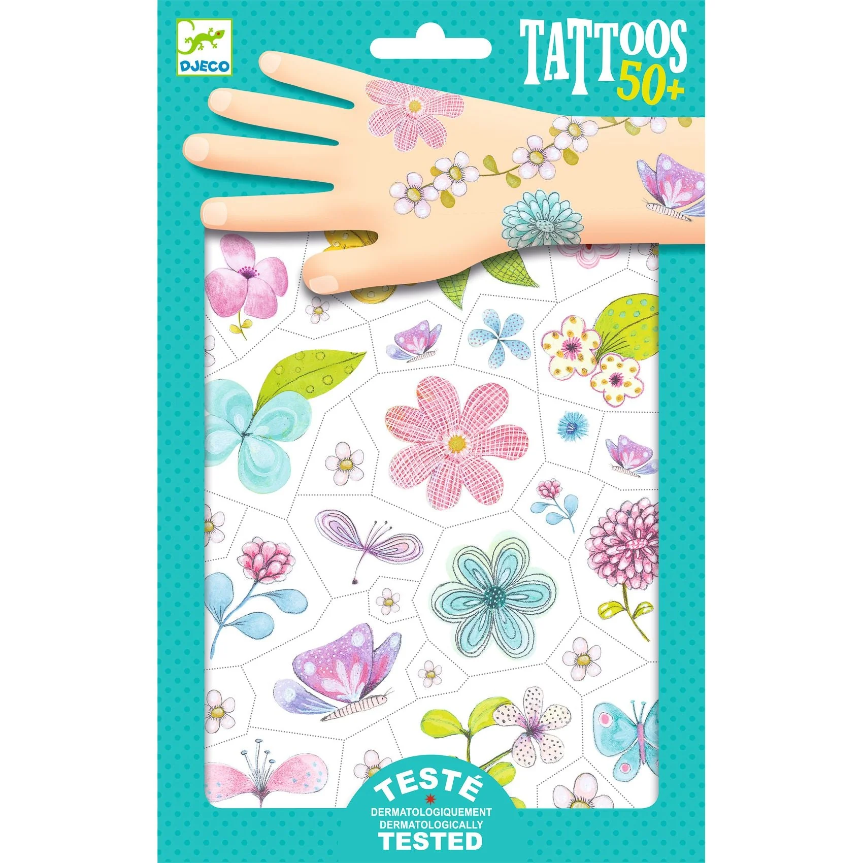 Tattoos Veldbloemen met glitters - set van 50+