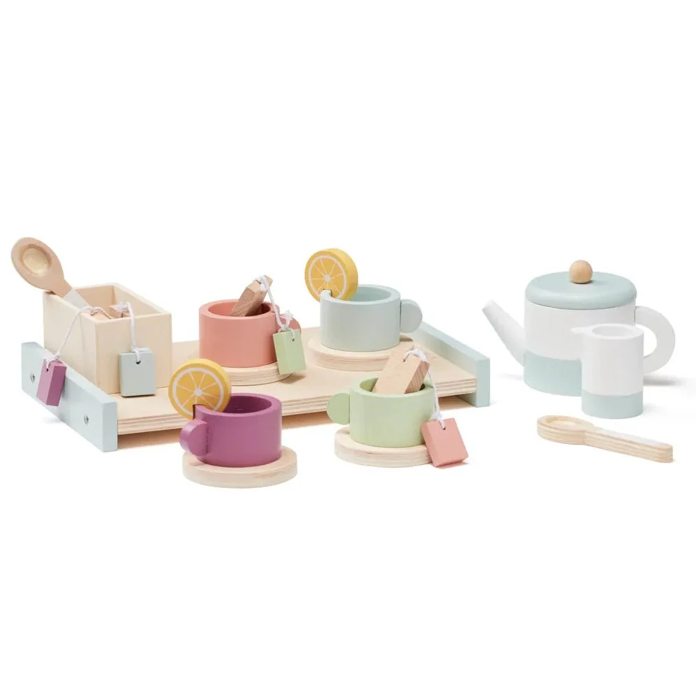 Houten thee set - 21 onderdelen