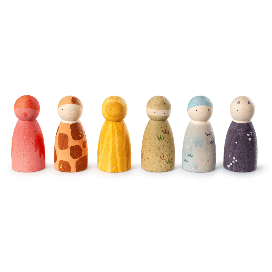 Houten popjes The Animal Crew - set van 6