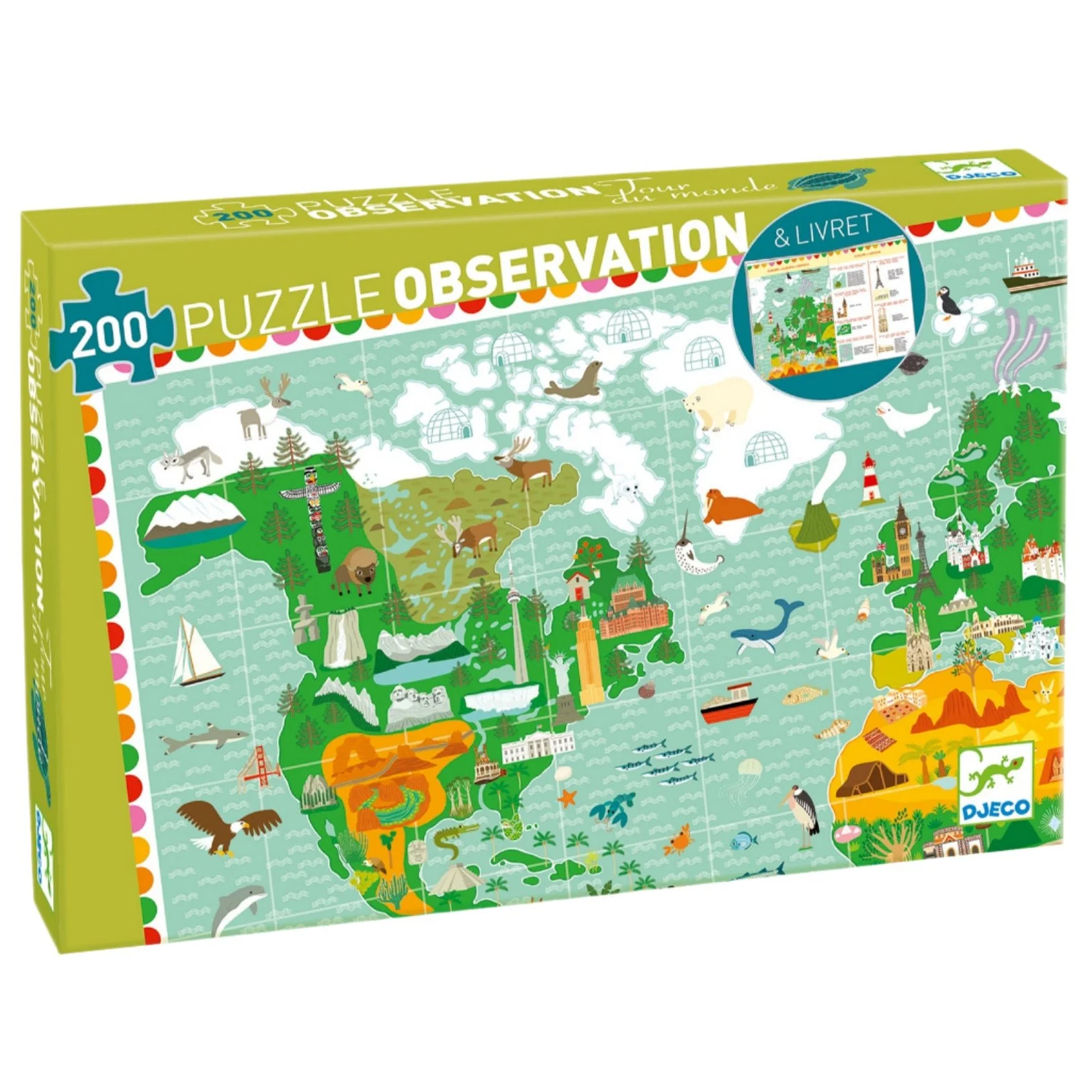 Observatiepuzzel Reis rond de wereld - 200 stukjes + boekje