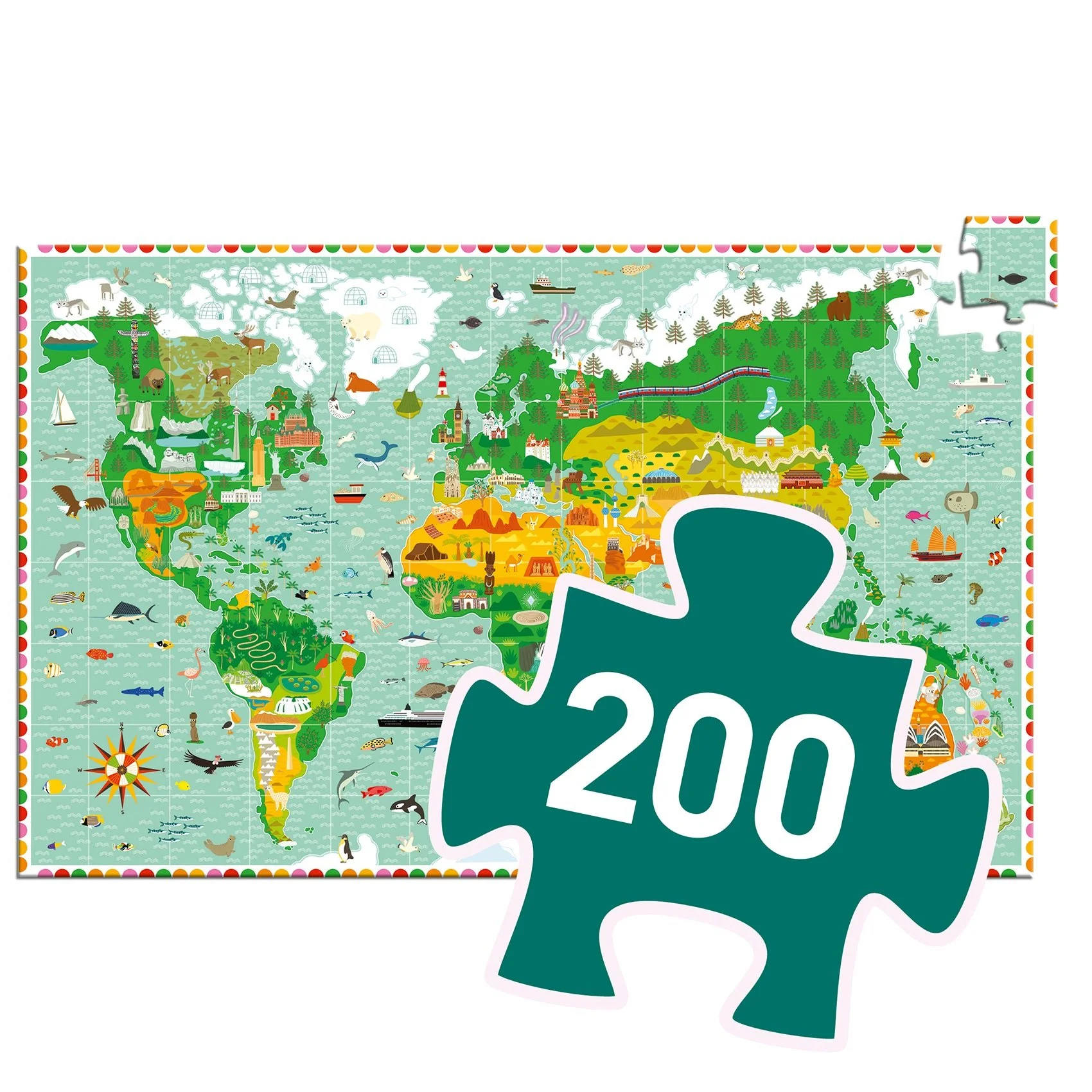 Observatiepuzzel Reis rond de wereld - 200 stukjes + boekje - Image 5