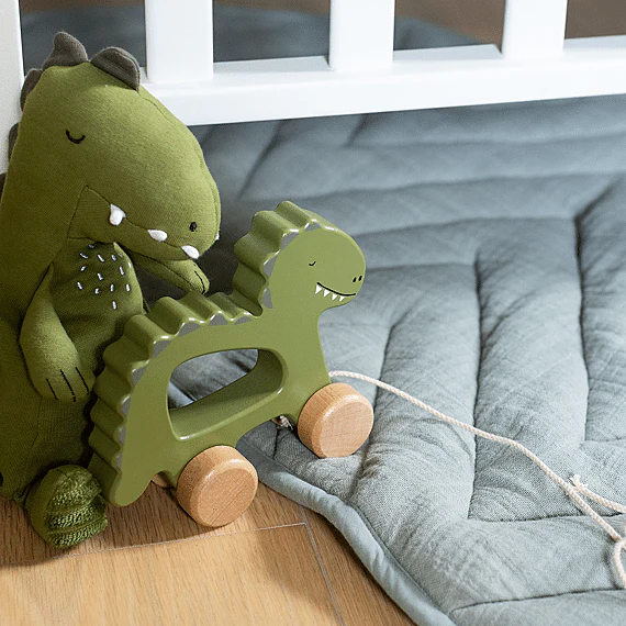 Houten Trekspeeltje - Wooden Pull Along Toy Mr Dino - Image 5