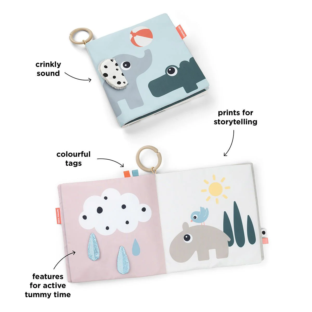 XL babyboekje Tummy Time Soft Book - Deer friends Colour Mix - Image 8
