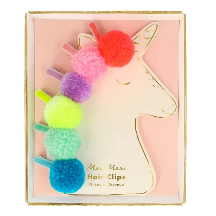 Haaraccessoires Unicorn Pompom Hair Clips - set van 6