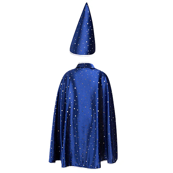 Verkleedcape En Hoed Blauwe Tovenaar - Image 4