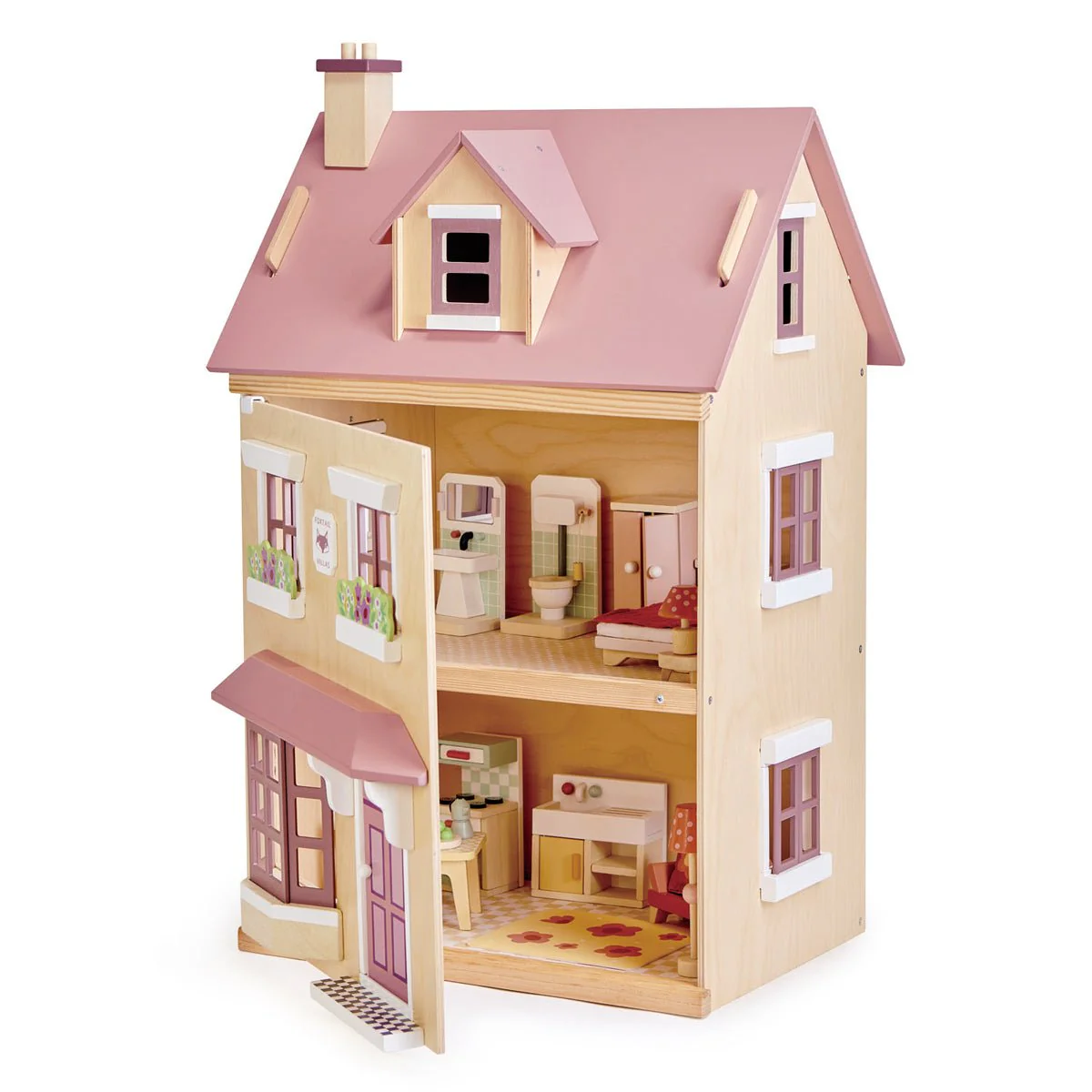 Houten poppenhuis Foxtail Villa met set meubels - Image 6
