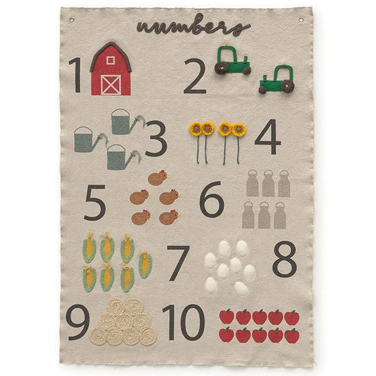 Muurkleed Wall Hanger Farm Numbers - 70 x 100 cm