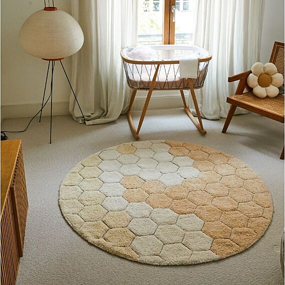 Wasbaar Rond Tapijt Honeycomb Golden - 140 cm - Image 2