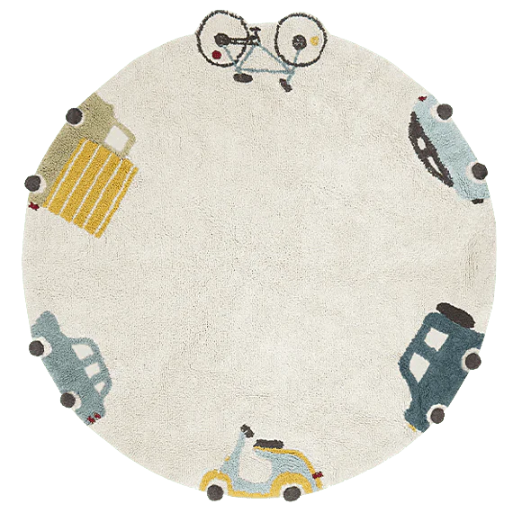Wasbaar Rond Tapijt Wheels - 140 cm