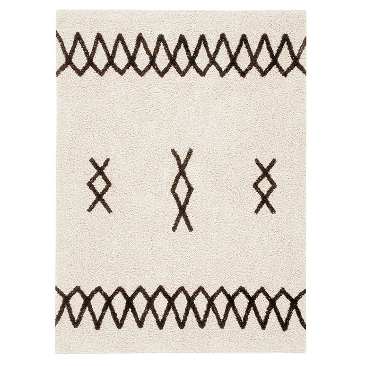 Wasbaar Tapijt Atlas Naturel Zwart - 120 x 160 cm