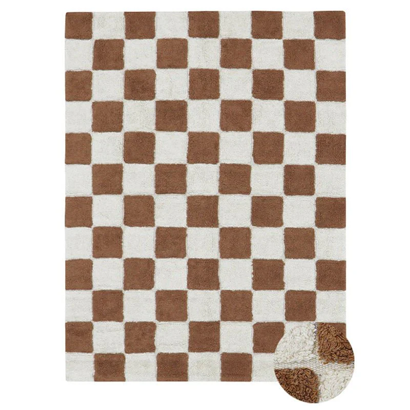 Tapijt Washable Rug Kitchen Tiles Toffee - 120 x 160 cm