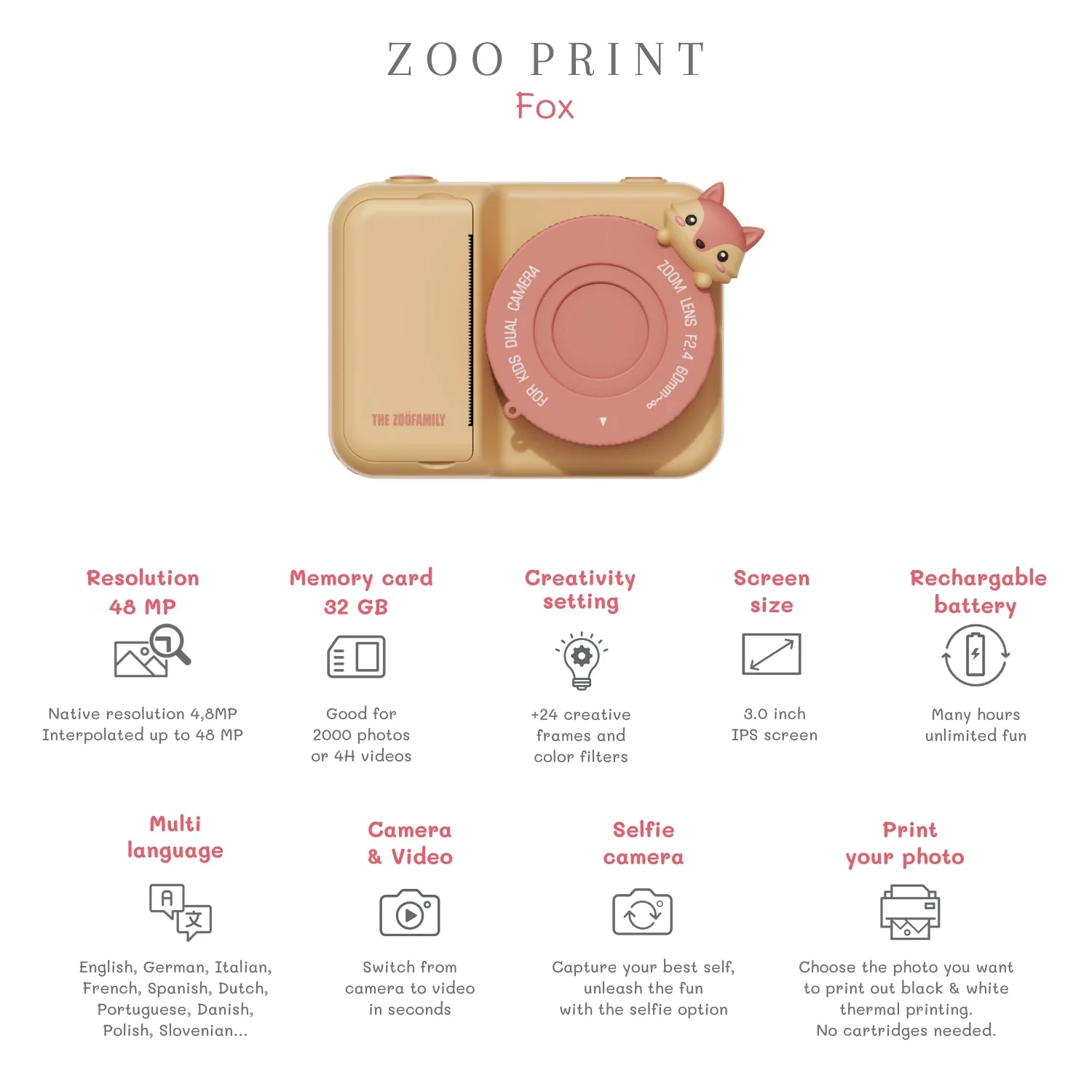 Digitale instant camera - Zoo print Fox - Image 12